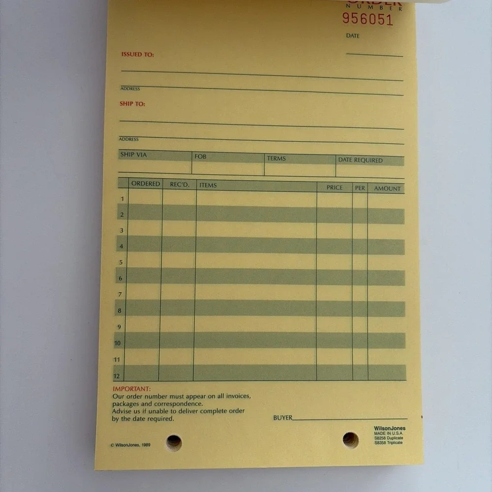 Wilson Jones Purchase Orders S8358 With Carbon, 53 Parts Sets 5 1/8 X‎ 8